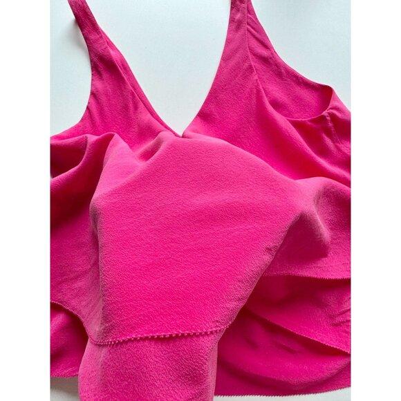 Aritzia T BABATON Fuchsia Pink Silk Crepe Tiered Layered A-Line Tank, Size M - Picture 7 of 10